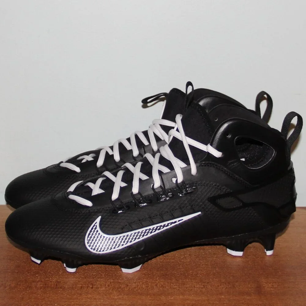 Nike Alpha Huarache 9 Elite Mid Lacrosse Cleats Mens 12 Black White